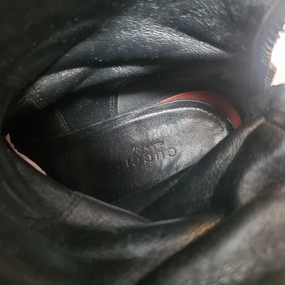 Gucci Black Leather Knee High Boots Low Heel Riding Boots Size 36.5 - Picture 12 of 14